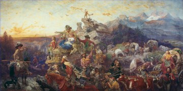 350 人の有名アーティストによるアート作品 Painting - 帝国の西への道が進む 1861年 エマニュエル・ロイツェ